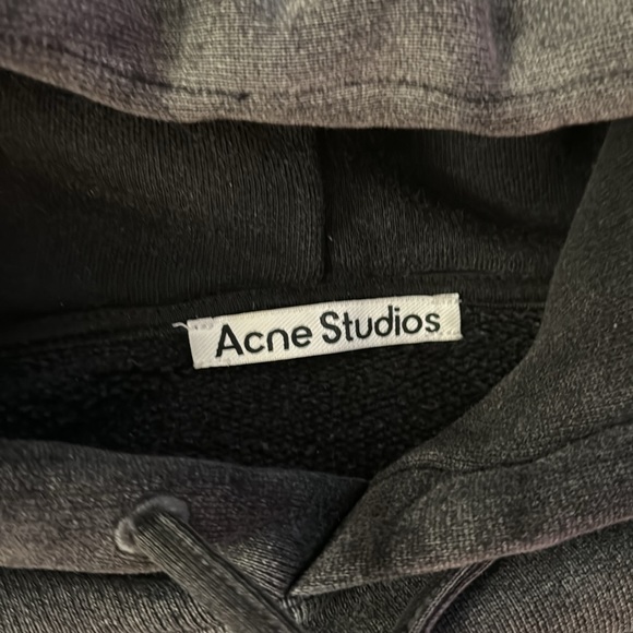 Acne Studios - gray drawstring hoodie cropped - Picture 4 of 11
